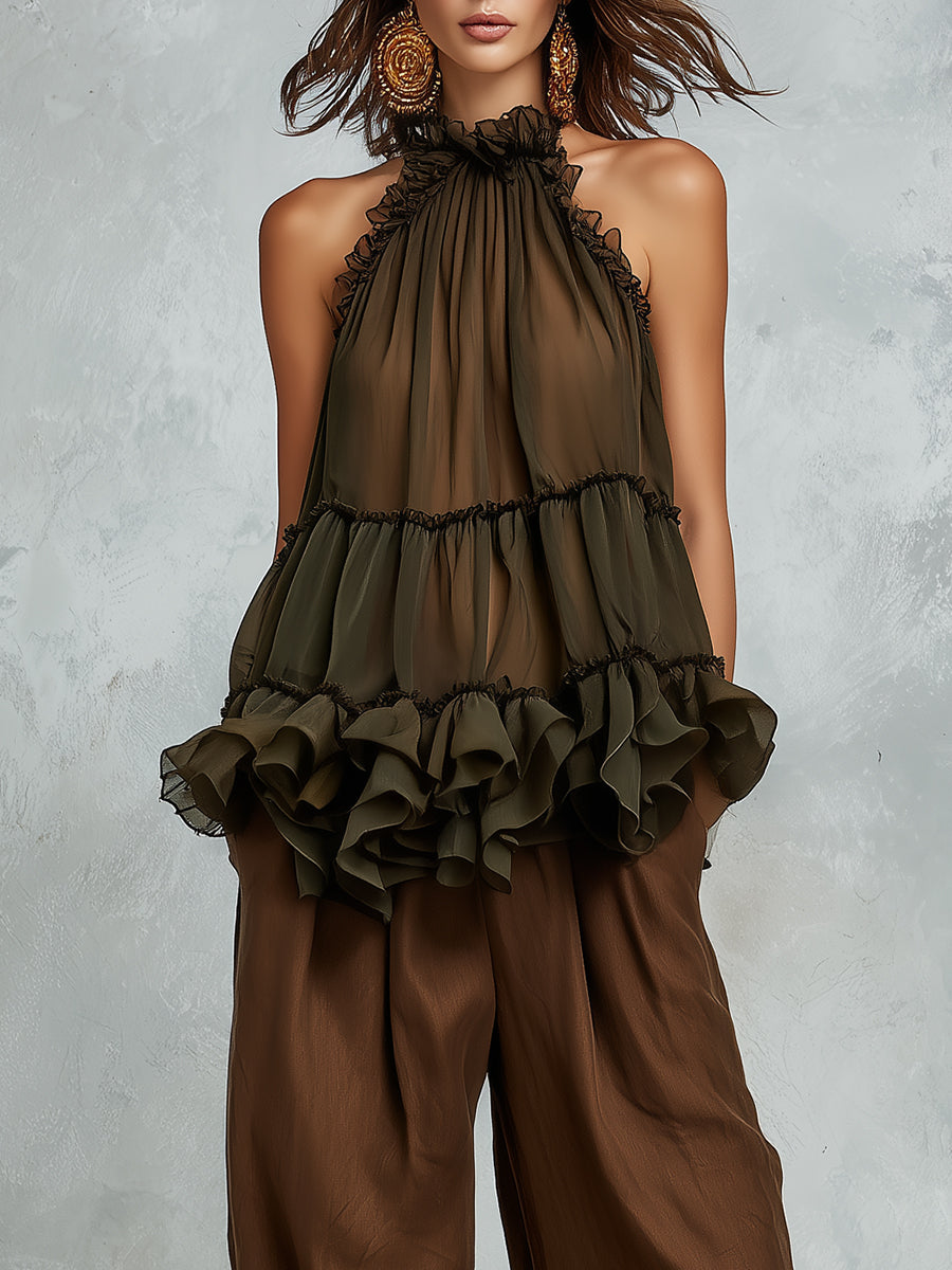 Casual Tencel Wide-leg Trousers