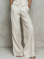 Retro Striped Vest & Wide-leg Pants Set