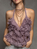 Vintage Romance Ruffle Halter Top