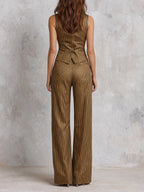 Vintage Striped Vest With Lace Trim & Trousers Set
