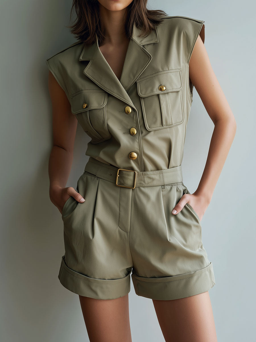 Effortless Chic Utility Vest And Belted Shorts Set