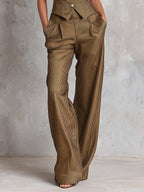 Vintage Striped Vest With Lace Trim & Trousers Set
