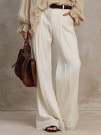 Vintage Ruffle Cuffs Chiffon Blouse And Pants Set