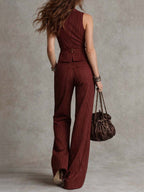 Vintage Boho Pinstripe Vest & Trousers Set