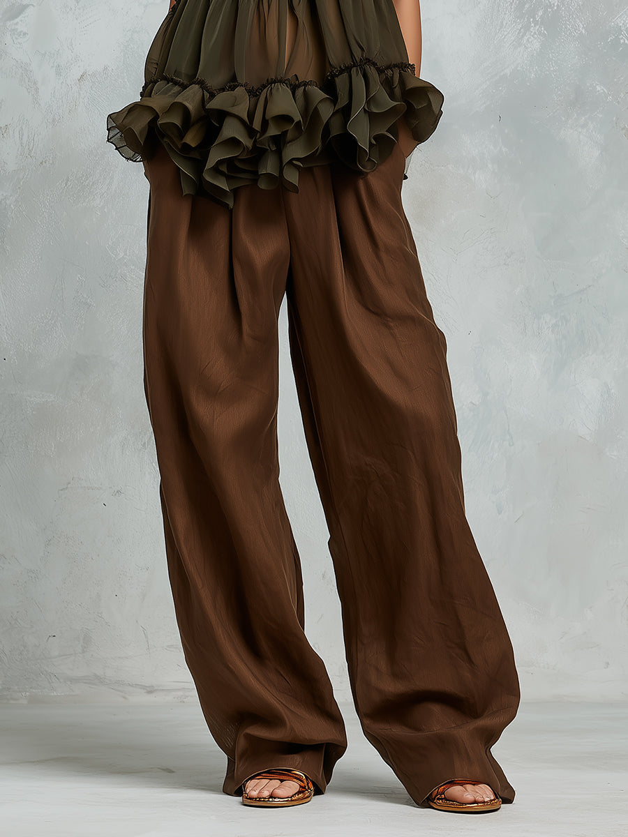 Casual Tencel Wide-leg Trousers