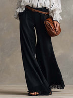 Retro Striped Chiffon Blouse And Pants Set