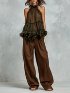 Casual Tencel Wide-leg Trousers
