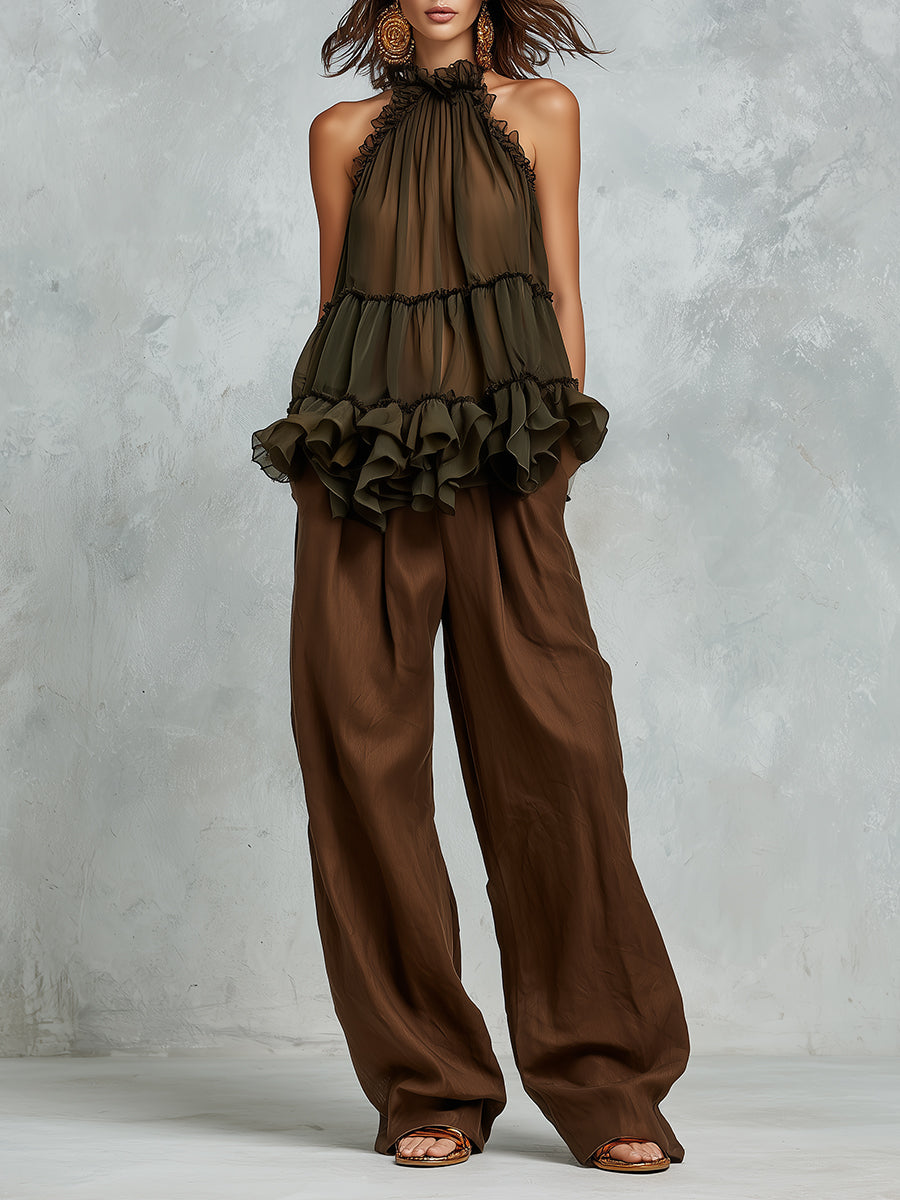Casual Tencel Wide-leg Trousers