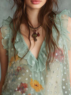 Boho Vintage Chiffon Ruffle Top