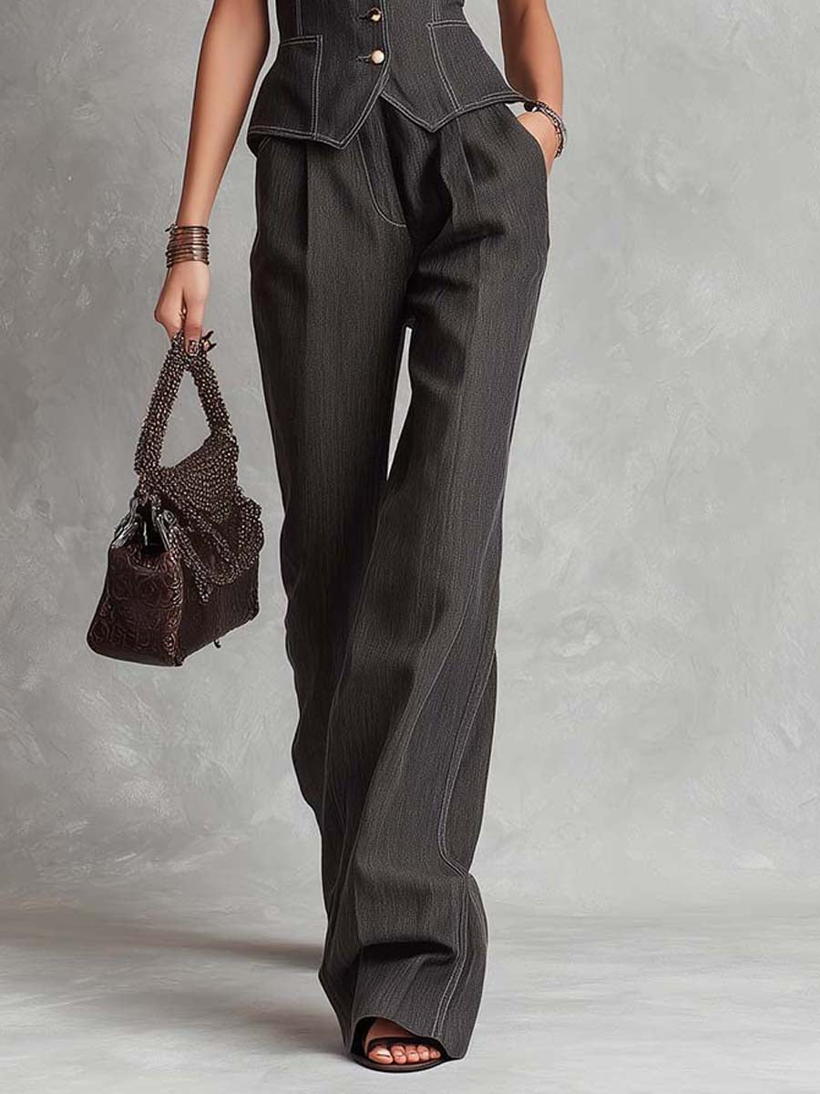 Modern Elegant Tencel-Denim Two-Piece Set